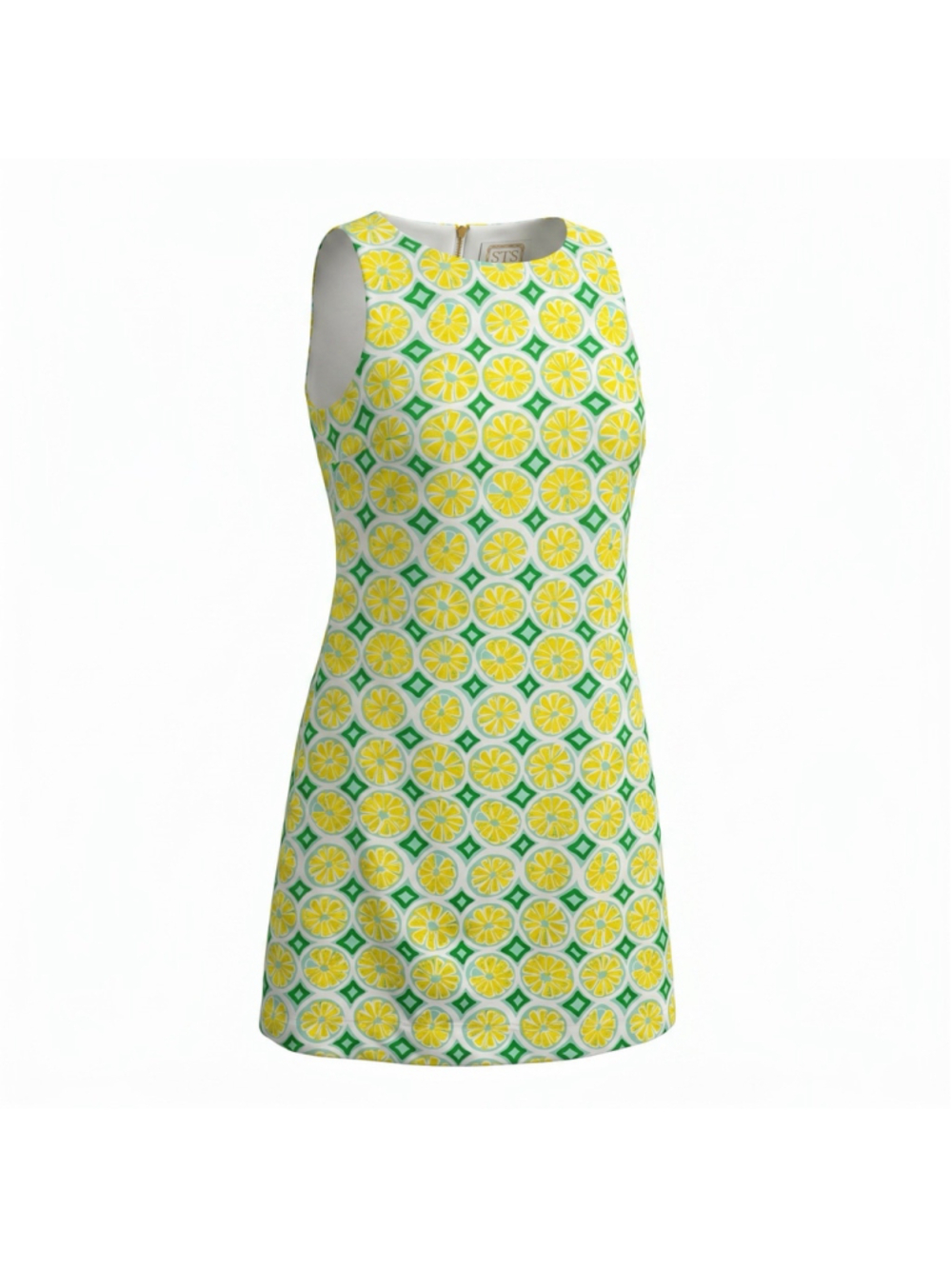STS Sail to Sable Lemon Shift Dress Green Yellow Citrus Print Womens Size Medium - Picture 1 of 9